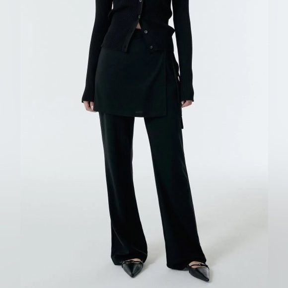 Women's Skirt Layered Jersey Pants [Black] NWT - Picture 1 of 9